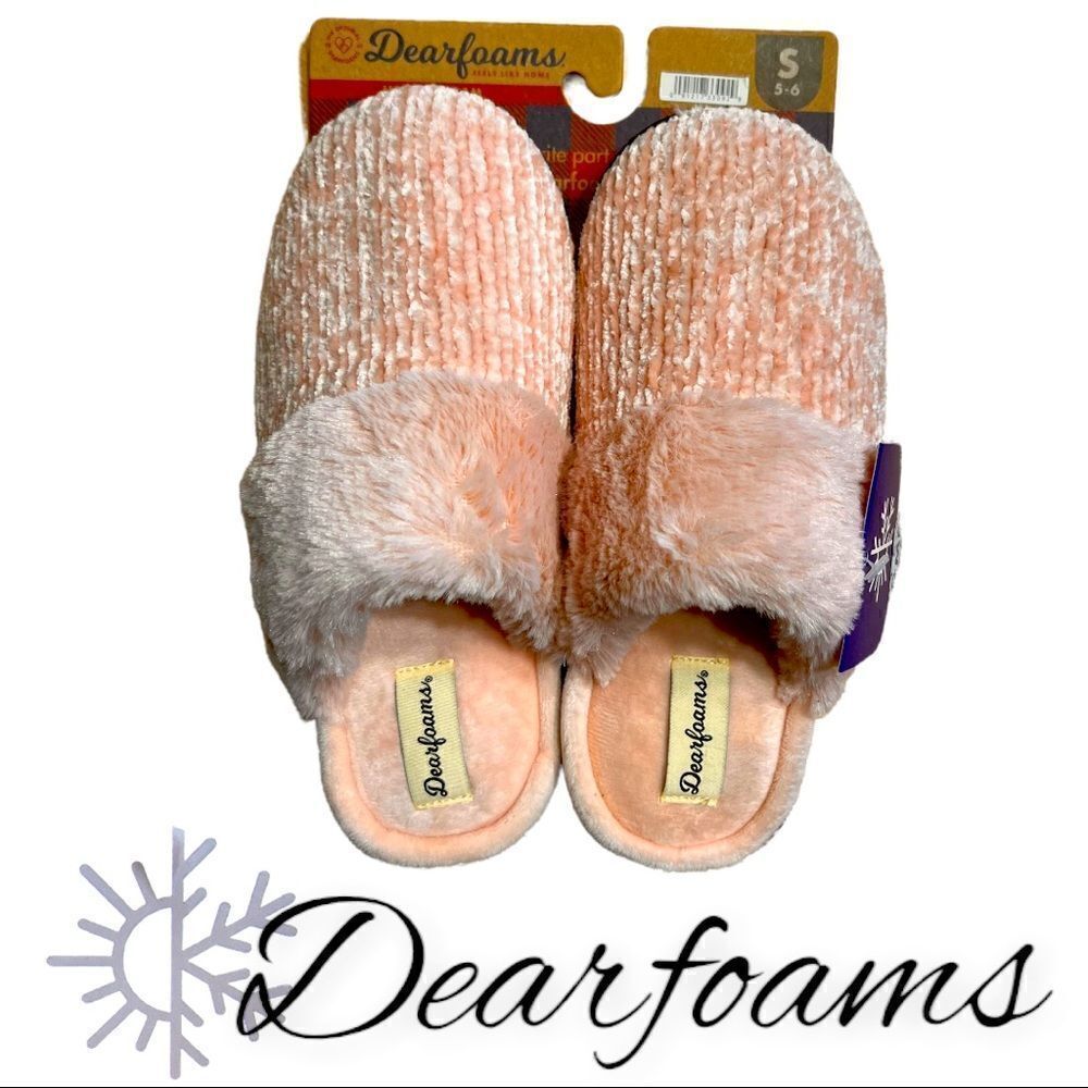 New Dearfoams Memory Foam Feels Like Home  Dusty Pink Slippers S 5-6